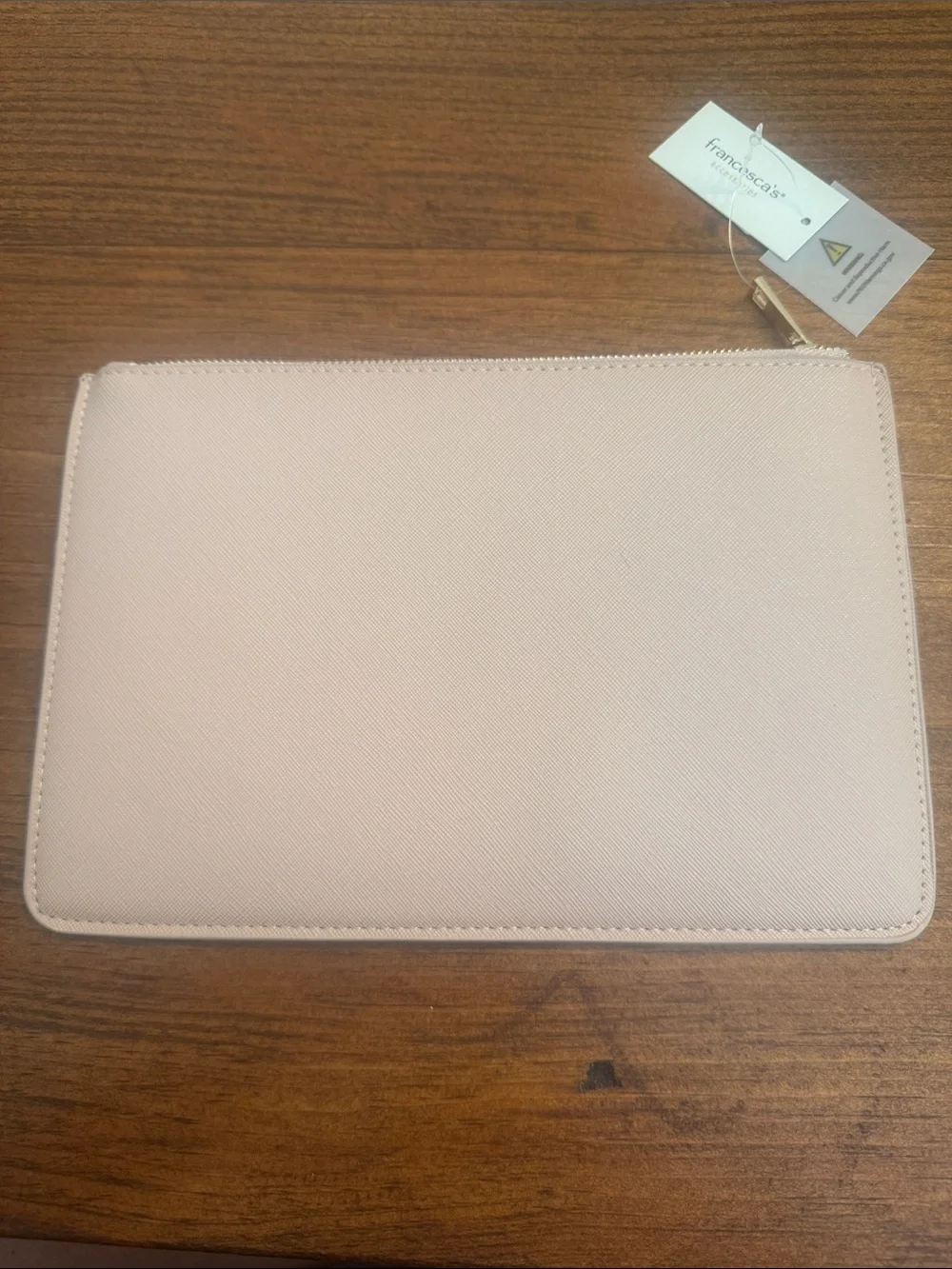 Shiraleah Blush Saffiano Zip Pouch with Gold Logo